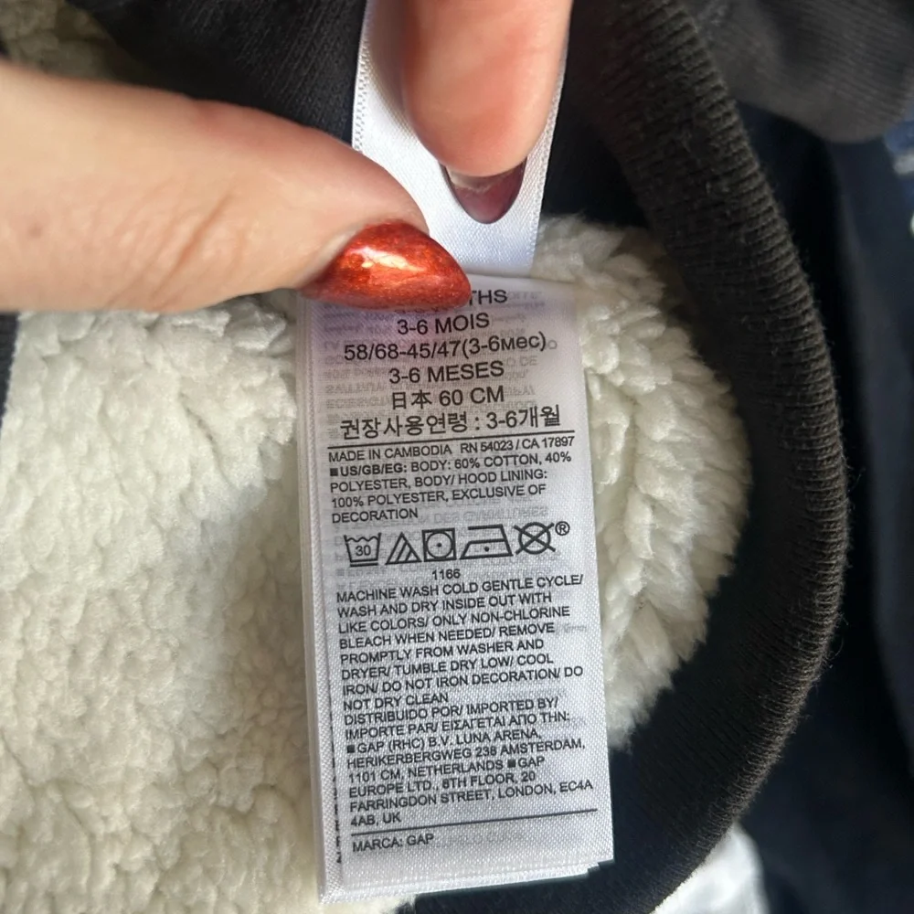 Gap Baby 3–6 Months Black VintageSoft Arch Logo Zip Hoodie Cozy Sweatshirt